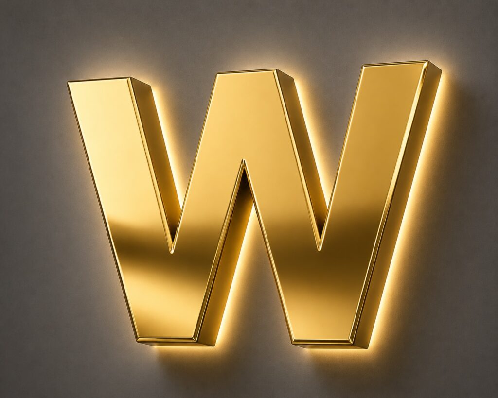 Gold Krom Kutu Harf